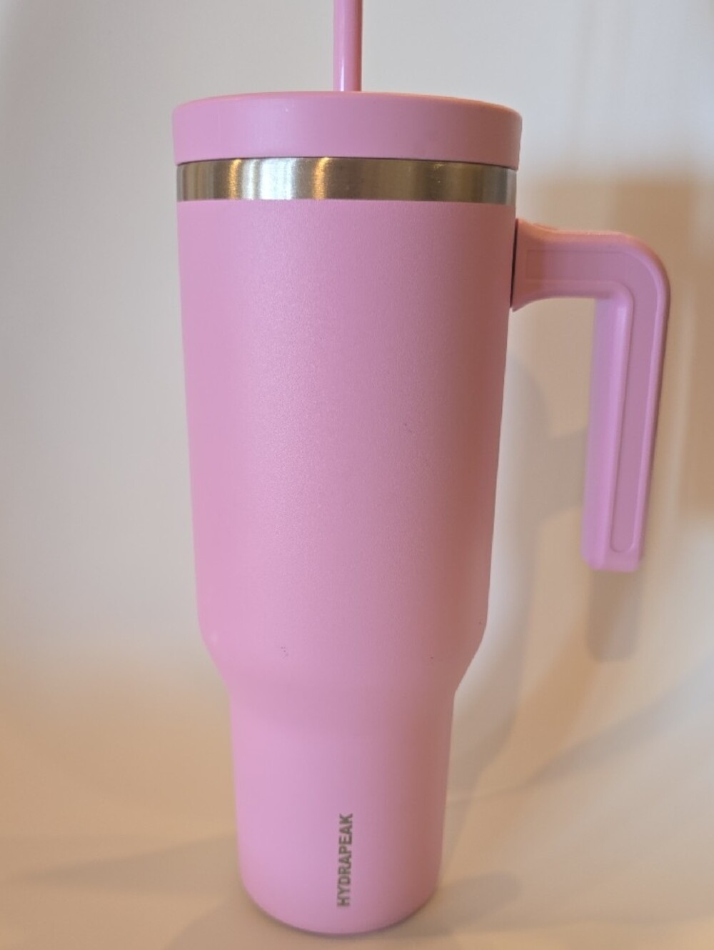 Hydrapeak Pink Insulated Travel Tumbler with Handle and Straw